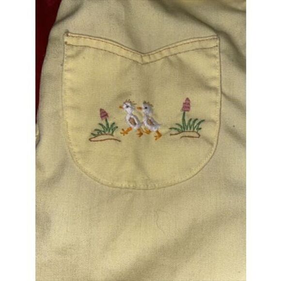 Vtg Yellow Bunny Rabbit Embroidered Coveralls Jumpsuit One Piece  Sz12-18 Months - Picture 5 of 12